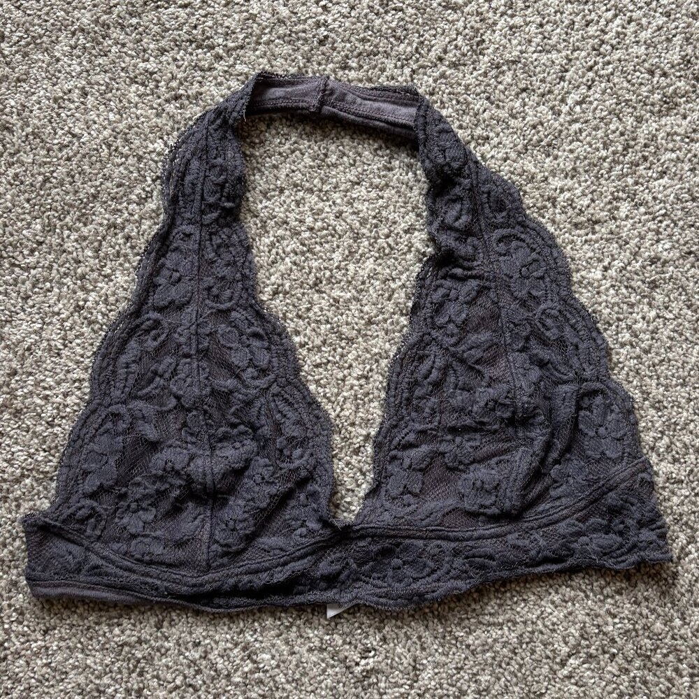 Urban Outfitters Unlined Halter Bralette, size L in dark grey